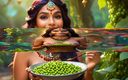 AI Girls: Beautiful Big Breasted Nude Indian Elf Girl with Edamame