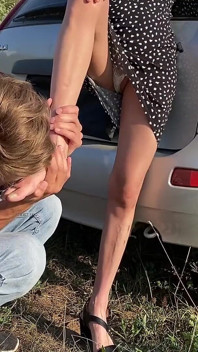 Foot fetiš v přírodě.
