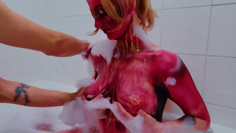 Em Yang: POV: Demon Body Paint Messy Tit Play