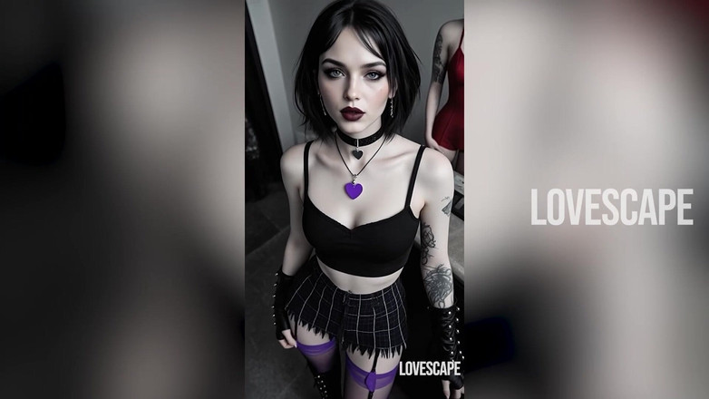 Lovescape: Sesi goth kasar: menghisap gangbang batang berkongkek &amp; pancutan berkrim