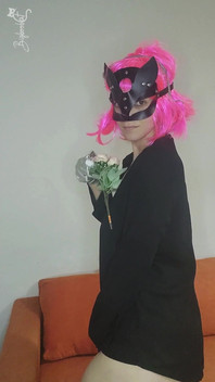 Feel My Excitement with My Kitty Mask and Natural Tits