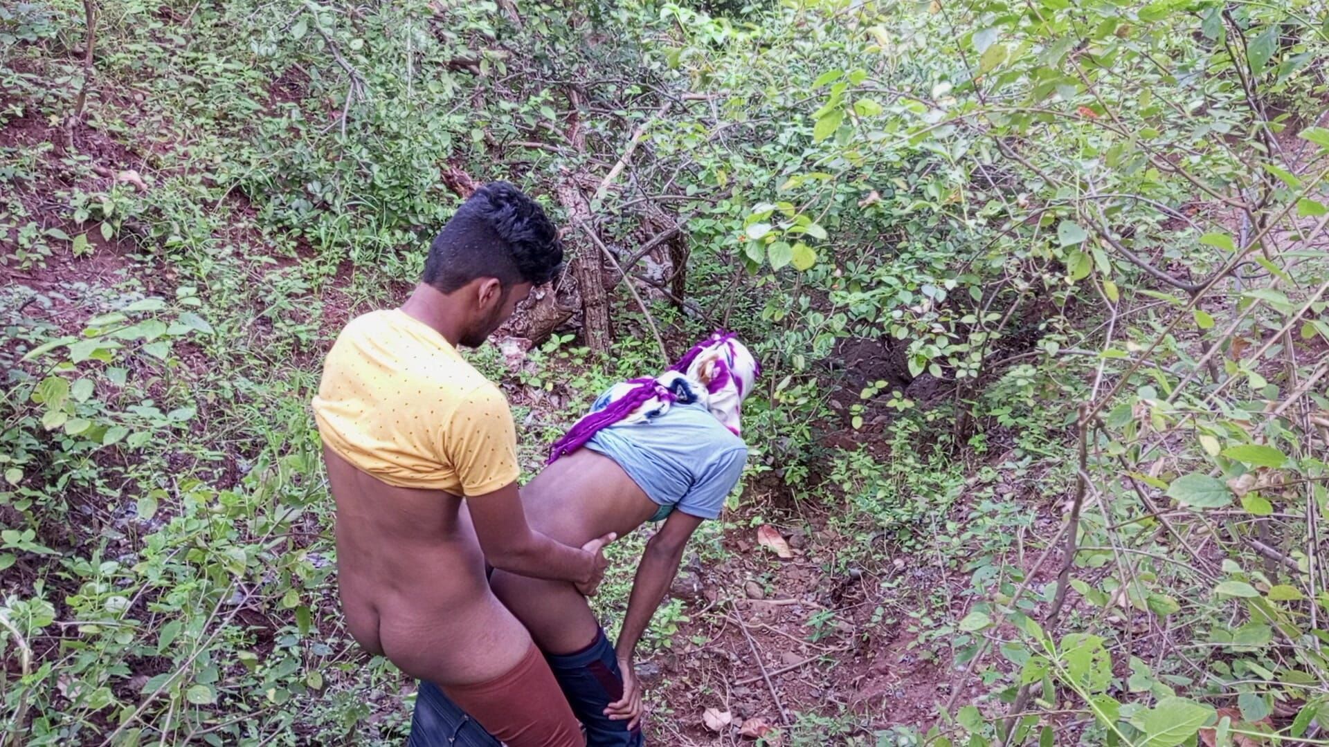 Indian Shemale - Pooja and Pooja's Brother Both Went to the Forest to Romance and Pooja Fucked Her Brother's Ass.