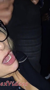 Husband Took Slutty Wife in Porn Cinema. and the Males Left Her with Her Face and Mouth Well Smeared with Cum