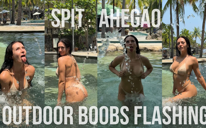 Princess Monica: Boobs Flashing Outdoor, Ahegao, Spit, Getting Wet