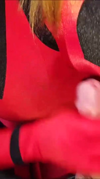 Zentai Deadpool - fantasia de boquete