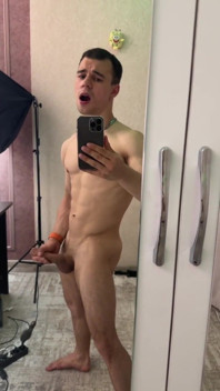 Moaning While Jerking off in Front of the Mirror