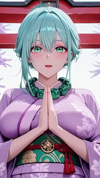 Lila kimono-göttin! Kann die nässe unter dem roten Torii-Tor nicht aushalten