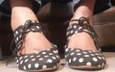 Simp to my ebony feet: Polka dot shoes and very dirty feet