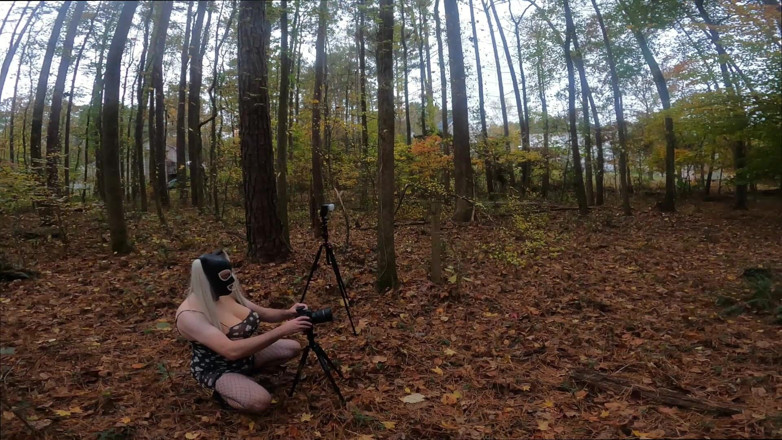 Jon Screcrow: Giant Fake Tits Crossdresser Walk in the Woods Behind the...
