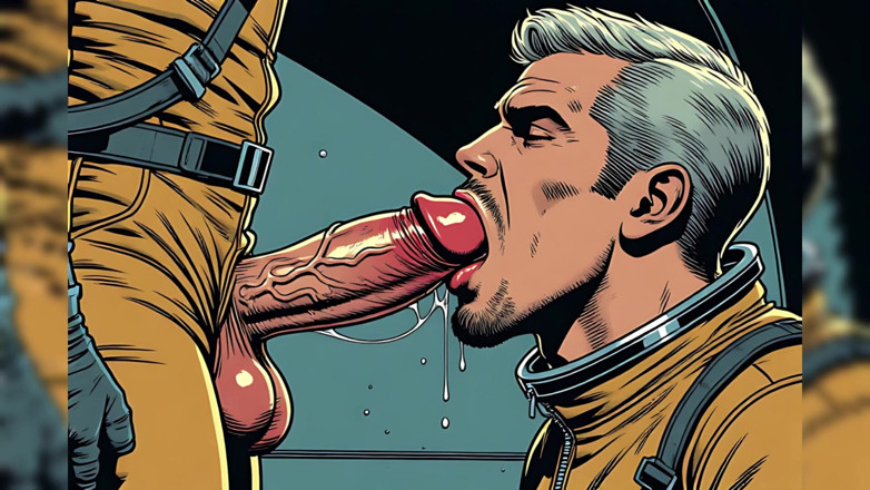 Blowjob: Gej kosmonauta ssanie komiksu