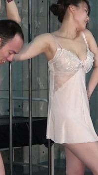 Tickling Game by Pin-up Mode. the Winner Gets a Body Massage with Her Big Tits, Thighs and Buttocks, the Loser Gets Whipped