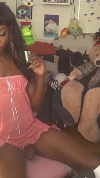Massive Self-facial Cumshot as Trans Girl Vanniall Is Masturbating Her Big Girl Dick on Cam