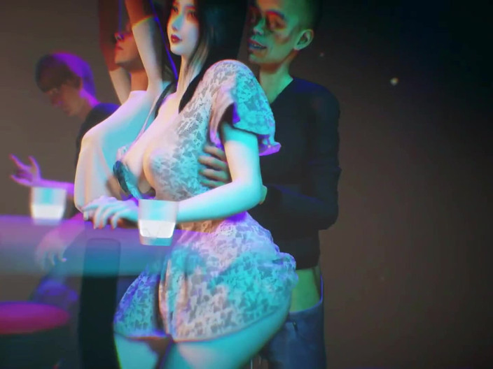 X Hentai: Ma copine lubrique baise un inconnu au bar - animation 3D