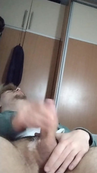 Young Boy Stroking His Fat Dick Till He Cums