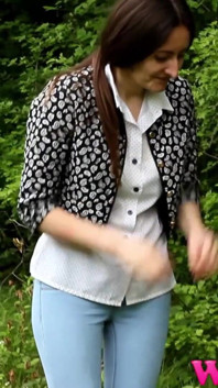 Diana Pee on a Rock in the Forest and Then She Dress Pulling up Her Tight Jeans