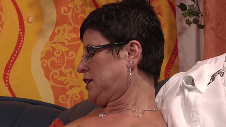 Mature Climax - 100% Mature Videos: Horny mature wearing glasses gets covered in cum after fucking