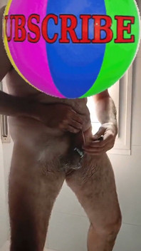 Handsome Mature Chubby with Big Fat Cock Shaving My Cock and Eggs in the Shower in Close-up