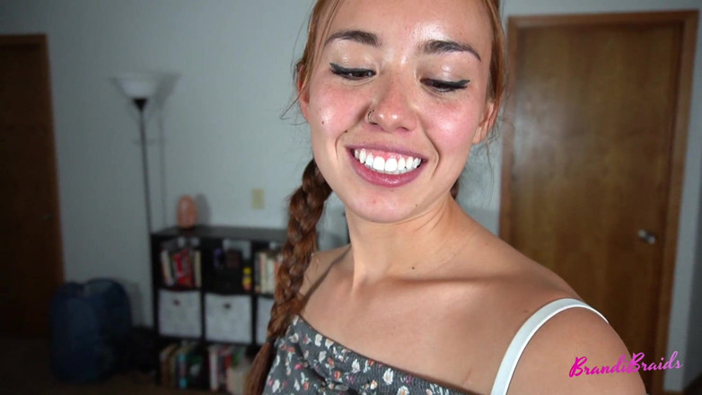 BrandiBraids: Slut Stepsister Rims and Learns to Throatpie