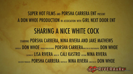 Super Hot Films: Nina Rivera and Porsha Carrera bouncing on a white cock /...