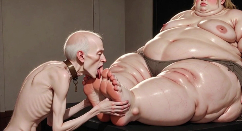 YOUR BEST FANTASY: Thin Slave Boy Licking Huge SSBBW Mistress Soft Feet