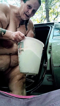 Camping Tramp Asshole Full of Cum Better Wash off in Front of Anyone