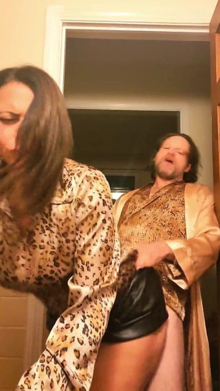 Satin Fetish King: Shiny gold sensual satin blow and fuck with brunette mature