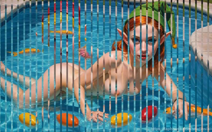 AI Girls: Des filles elfes nues jouent dans la piscine