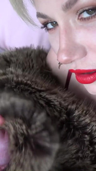 Fur Tease & Red Lips the Art of Glossy Seamed Seduction #921