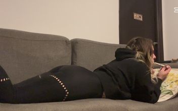 Muffled Farts in Yoga Pants on Couch