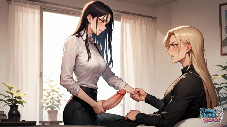Femboy Hentai Haven: Travesti bir femboy güneşli bir odada dört ayak üstüne çıkıyor, gırtlağına kadar...