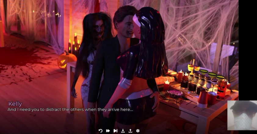 Dark Sam: Caliente halloween thresome con stempom y hermanastra