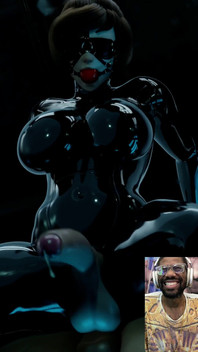 Mei Is a Tasty Sexy Futa Cock Pre-cumming BDSM Latex Ball Gag Blindfold Wearing Queen