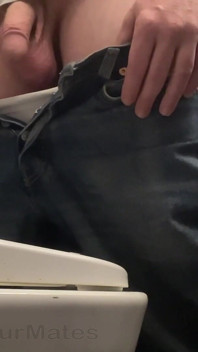 Amateur Straight Boy in Jeans Shorts with Big Hanging Balls Caught Pissing Hands Free