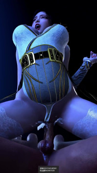3D curvă asiatică sexy model în costum înșelând cu pula mare