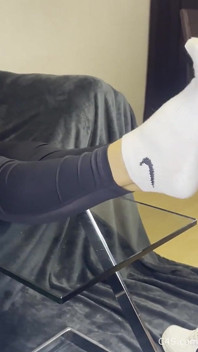 Dirty White Sneaker Worship - Smelly Socks in Face with Valeria Night (front View)