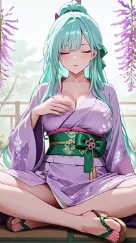 Dea kimono viola! Non riesce a gestire la umidità sotto la porta Torii rossa