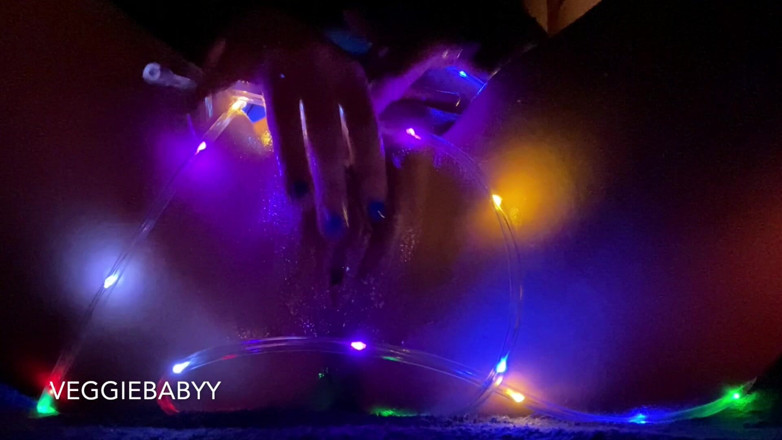 Veggiebabyy: Artsy, Oily, String Light Pussy Rubbing