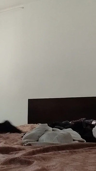 옷을 입고 자르는 재미를 즐기는 아마추어 여자.