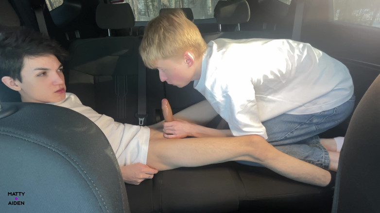 Matty And Aiden: Gemenele Matty și Aiden se distrează în spatele unei mașini