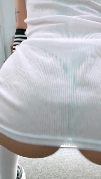 Big Bubble Butt Busty Latina Twerking Her Butt! See-through Long White Cotton Dress