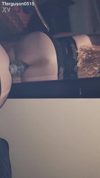 Slut Rides Huge Dildo While Sucking Cock