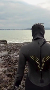 Rubbery Beach Encounter: Lucy's Neoprene Pussy Play with Stranger
