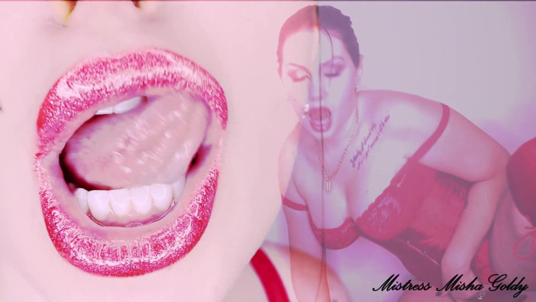 Goddess Misha Goldy: Red shiny fantasy over my mesmerizing lips and my sexy...
