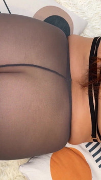 MILF Masturbates for Older Boyfriend in Her Pantyhose and Gets His Cum on Her Ass