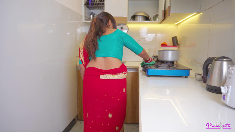pinki_cute: After Suhagrat- Newly Married Pinki Bhabhi Stripping Saree in Bathroom,...