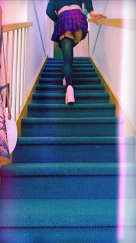Dirty Crossdresser Teasing You on the Stairs, Down on All Fours Face Down Ass up, Walking in Her Slutty Pink Heels up and Down!
