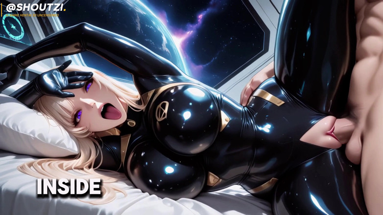 Shoutzi Anime Hentai3D Uncensored: Sexy Raummädchen in Engem Latex Wird Tief Und Massive Gesichtsbesamung...