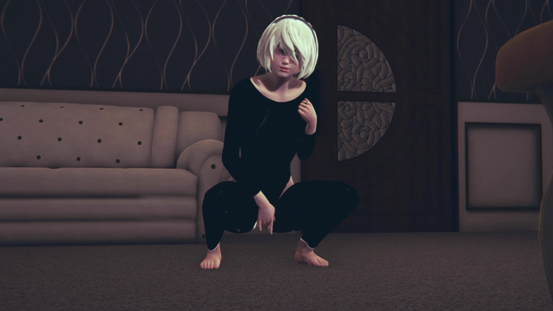 Waifu club 3D: 2B geme e si masturba la figa