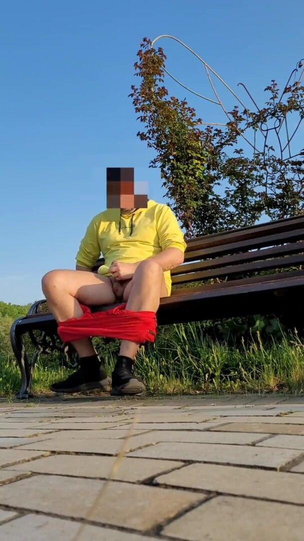 Hot Risky Jerkoff in Park (Yellow Blue)