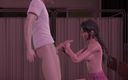 Waifu club 3D: DVA studente trekt pik af en neemt sperma op haar...